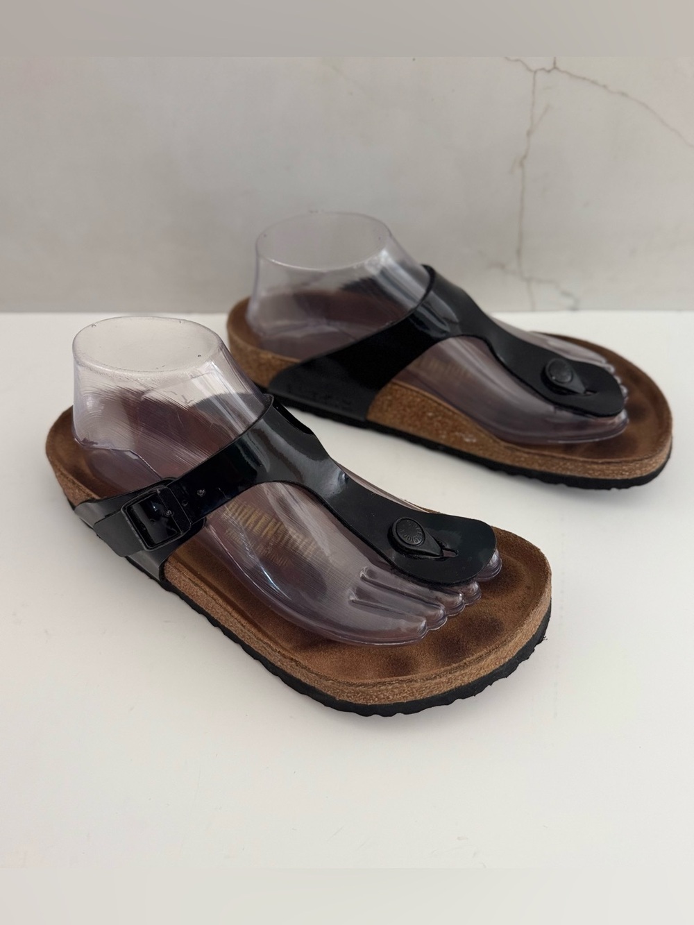 Birkenstock Gizeh Black Strap Thong Sandal Shoes Womens sz EUR 38 / US 7